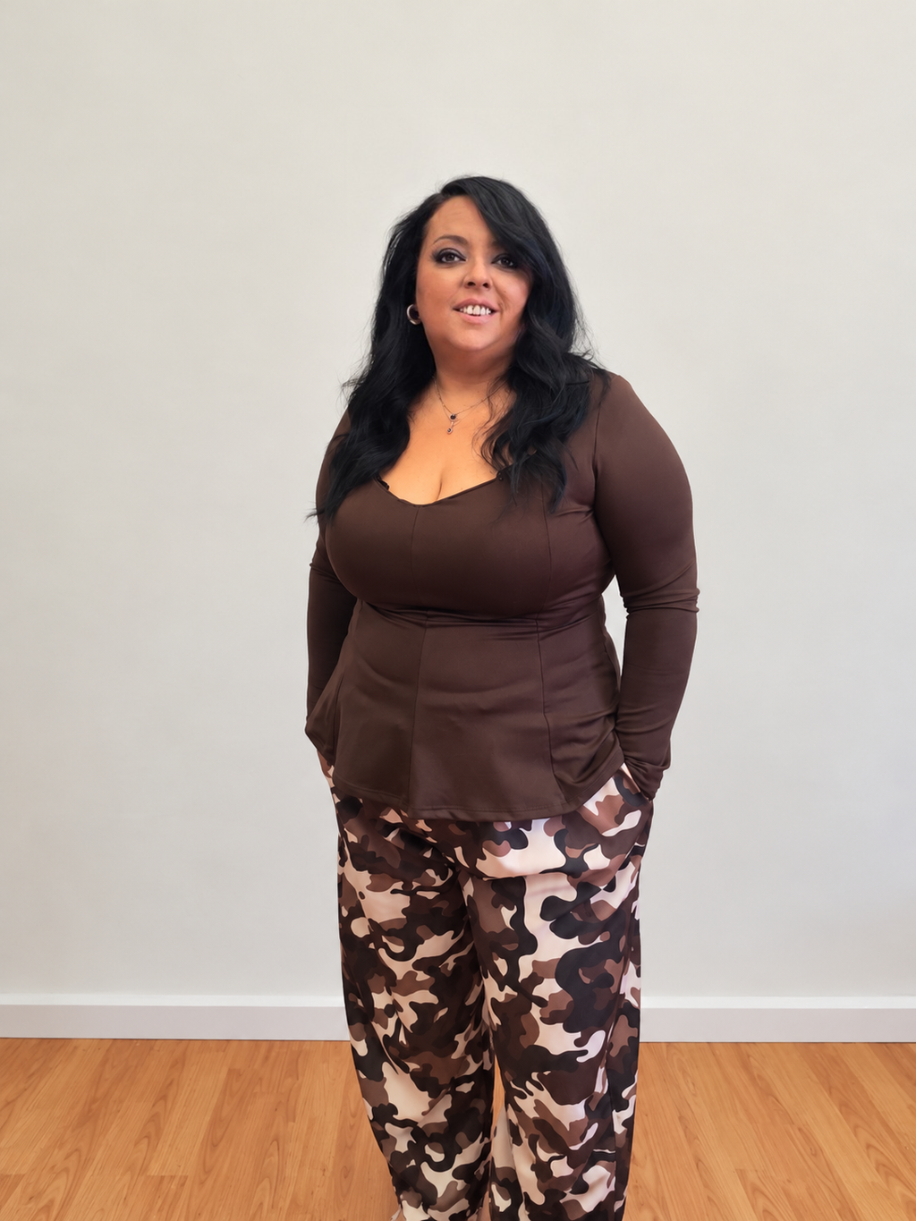 Pantaloni Curvy Camouflage con Coulisse