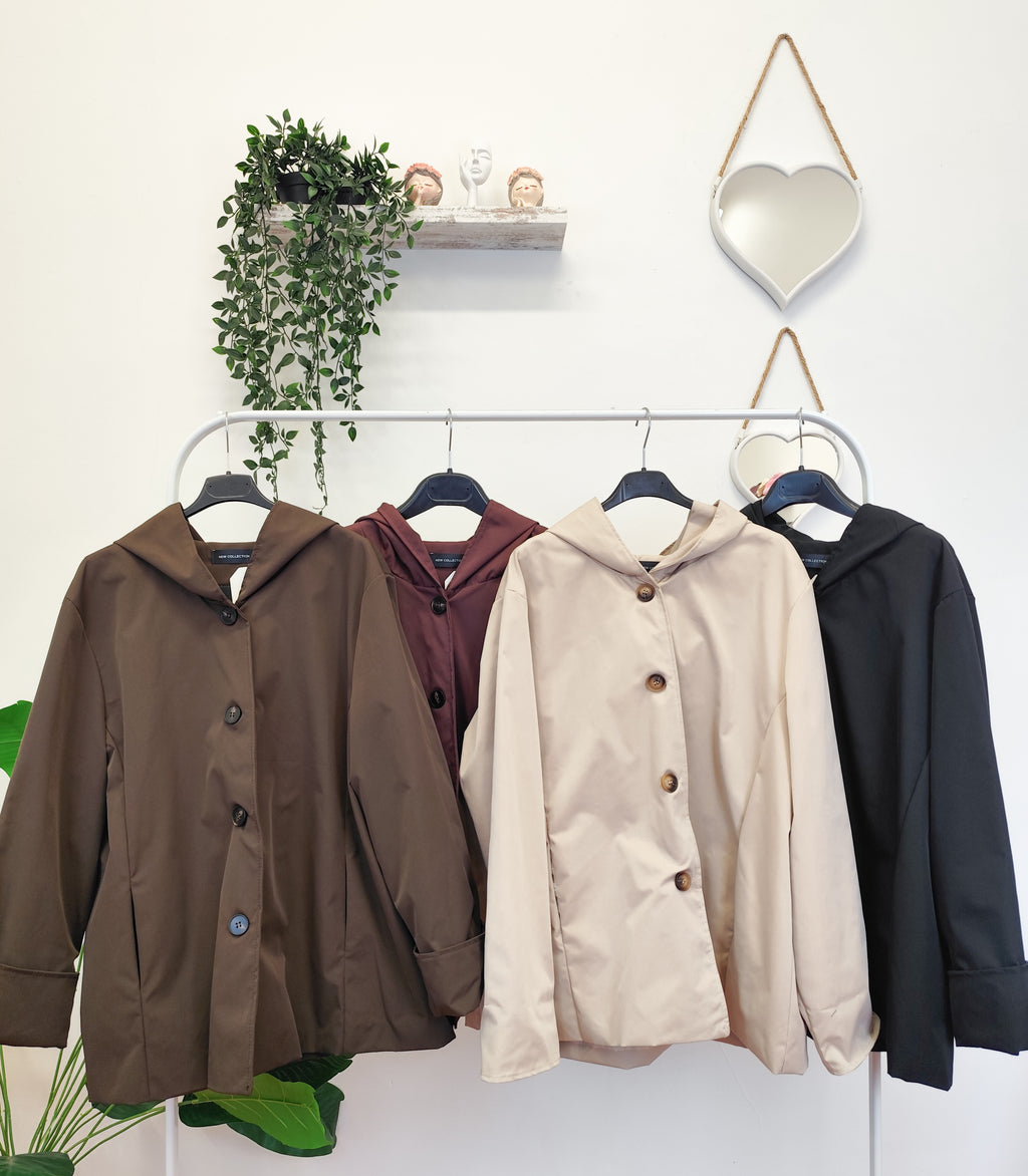 Trench Corto Donna Leggero con Cappuccio