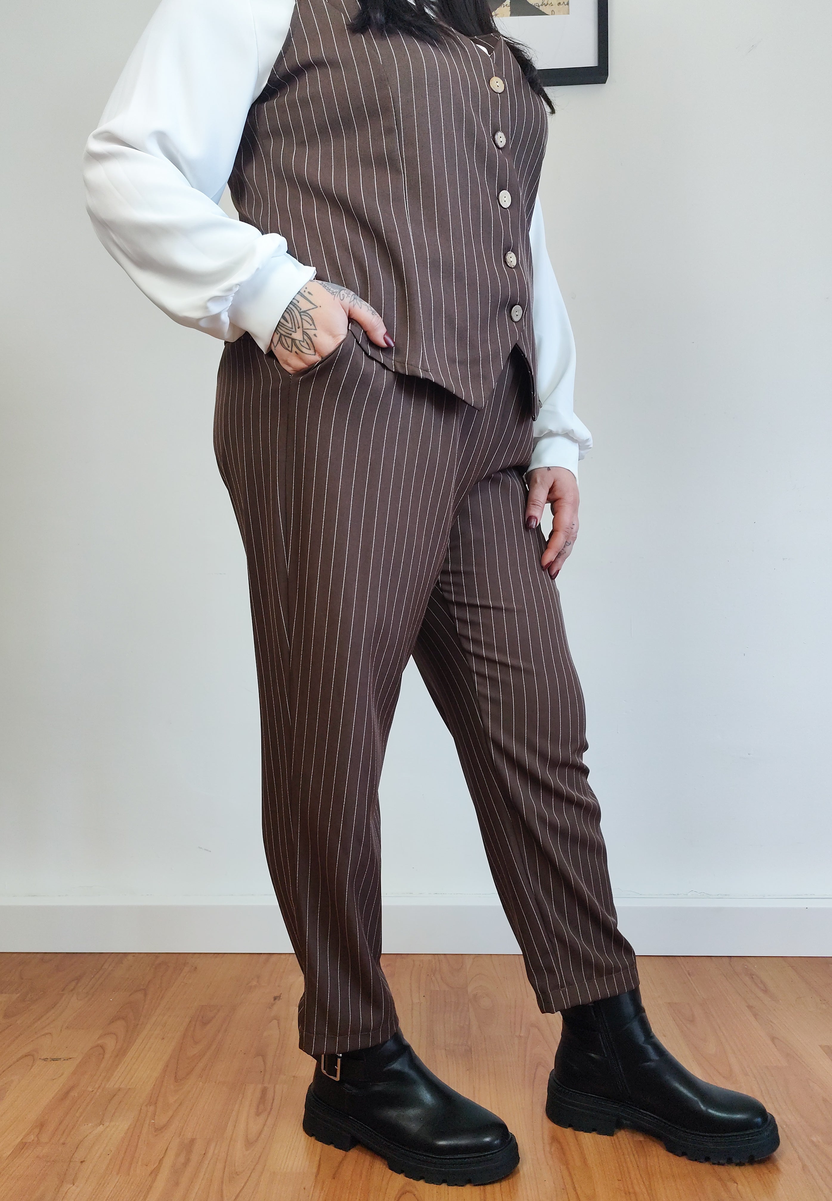 Completo Curvy gessato