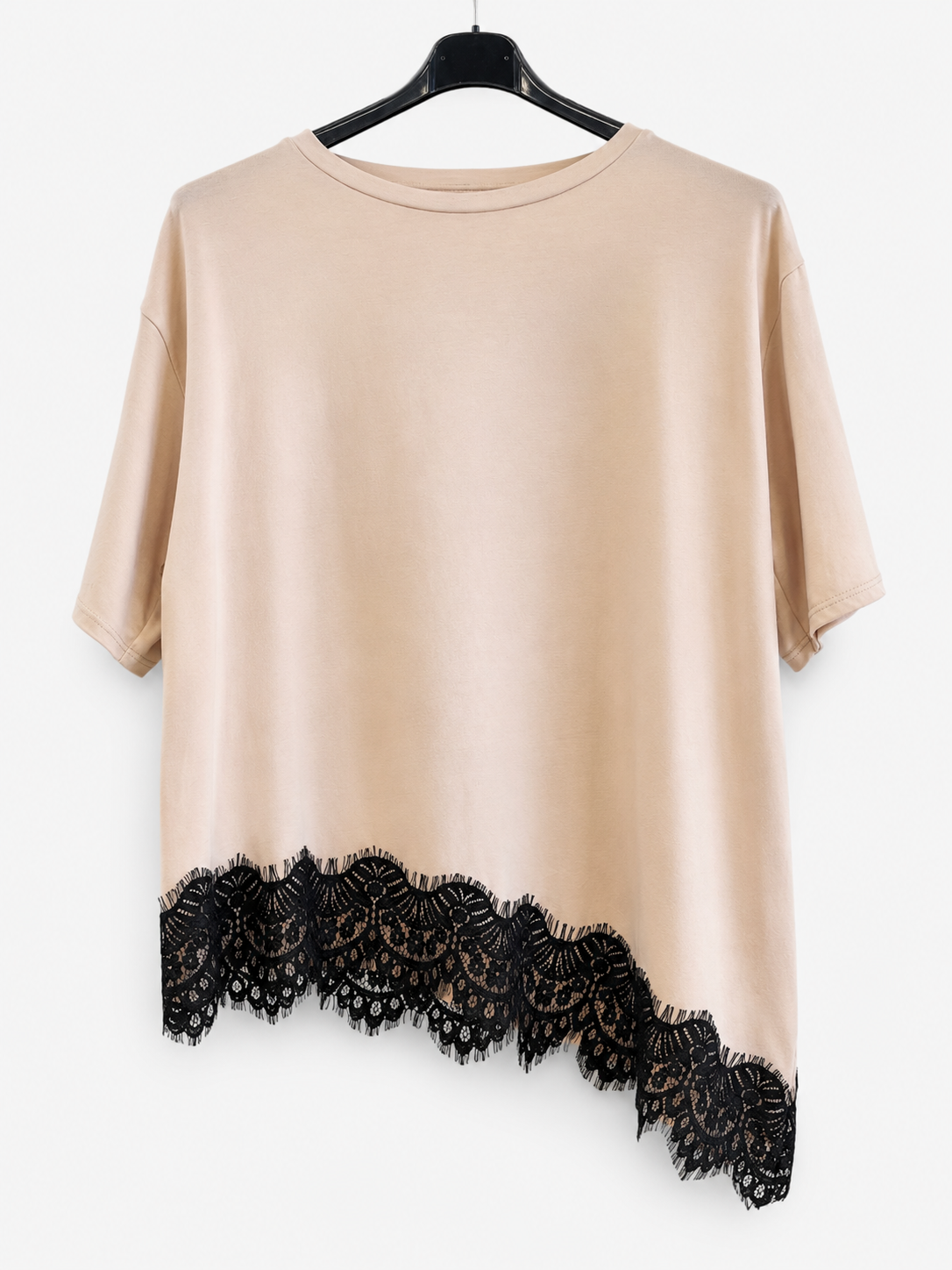 T-shirt curvy con pizzo