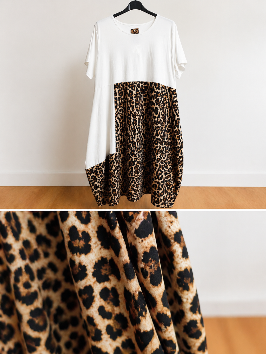 Vestito Curvy Bicolore Animalier Comodo e Morbido