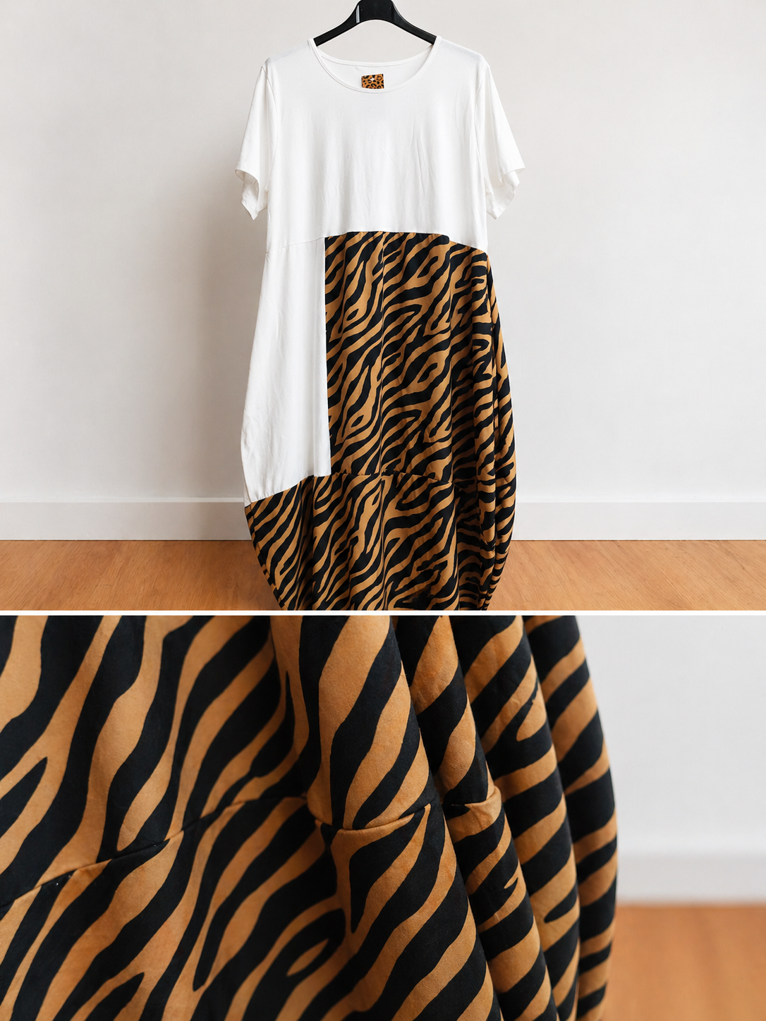 Vestito Curvy Bicolore Animalier Comodo e Morbido