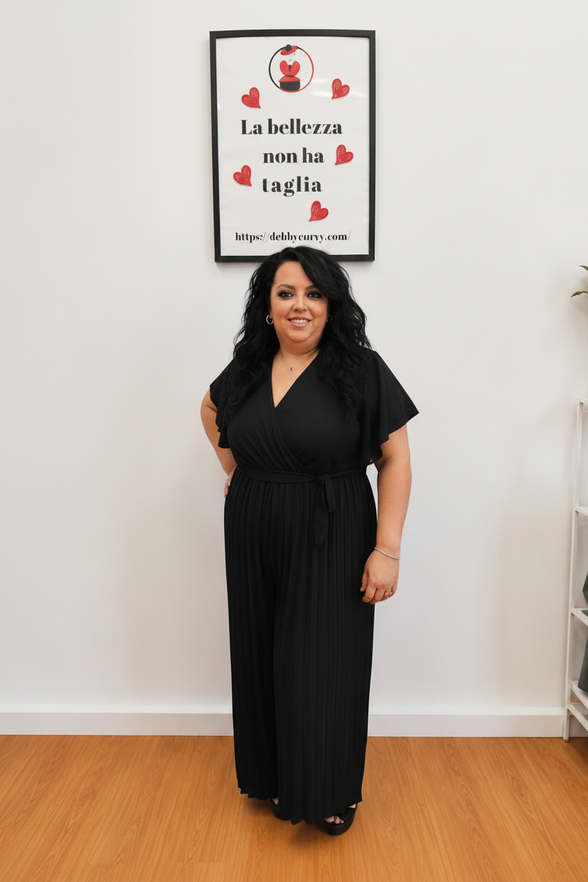 Tuta Plissé Curvy con Cintura