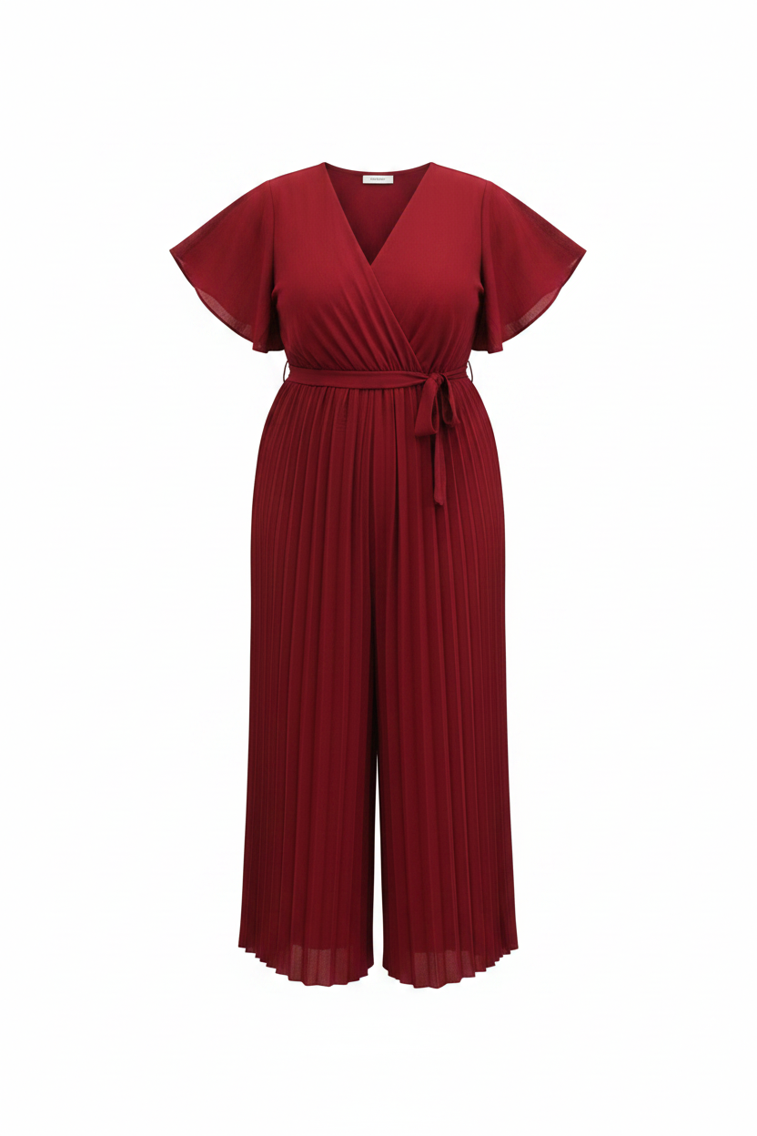 Tuta Plissé Curvy con Cintura