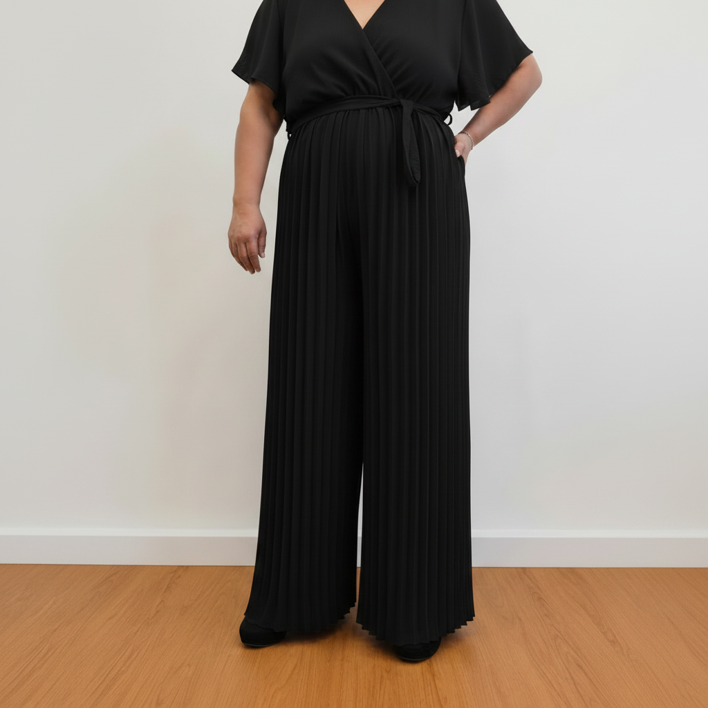 Tuta Plissé Curvy con Cintura