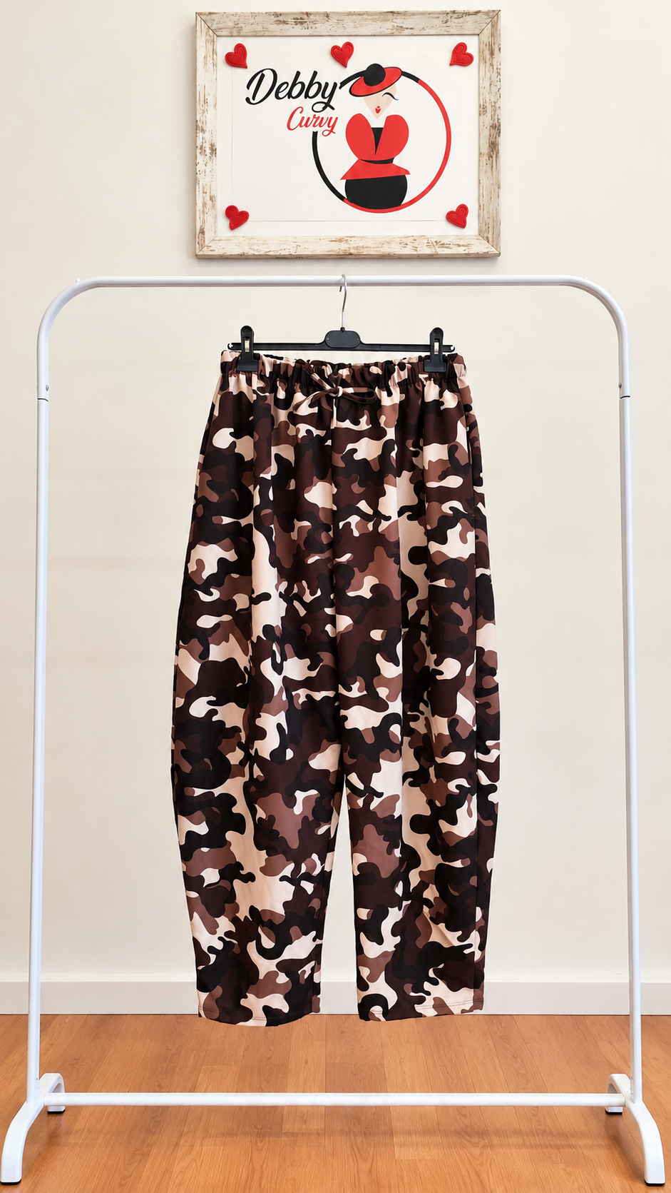 Pantaloni Curvy Camouflage con Coulisse