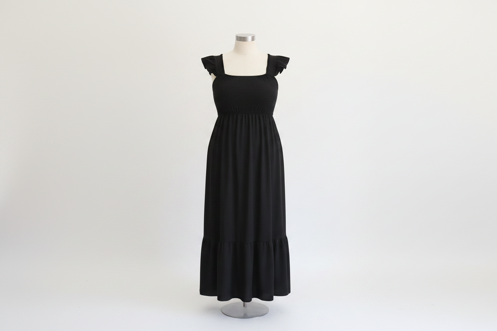 Vestito maxi donna curvy con spalline volant