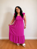 Vestito maxi donna curvy con spalline volant