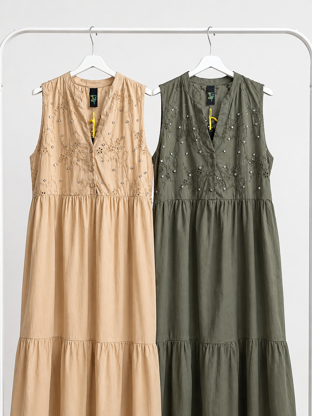 vestito lungo curvy comodo verde militare non segna