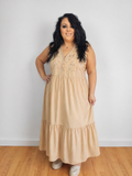 vestito lungo curvy comodo e confortevole beige”